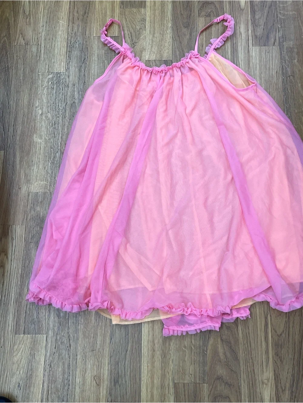 Betsey Johnson Pink Layered Spaghetti-Strap Nightgown for Women size small